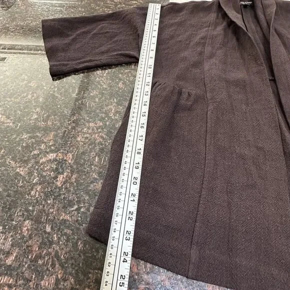 Eileen Fisher Open Cardigan Sweater Brown Linen Blend Womens Small‎ Petite PS - Picture 13 of 16